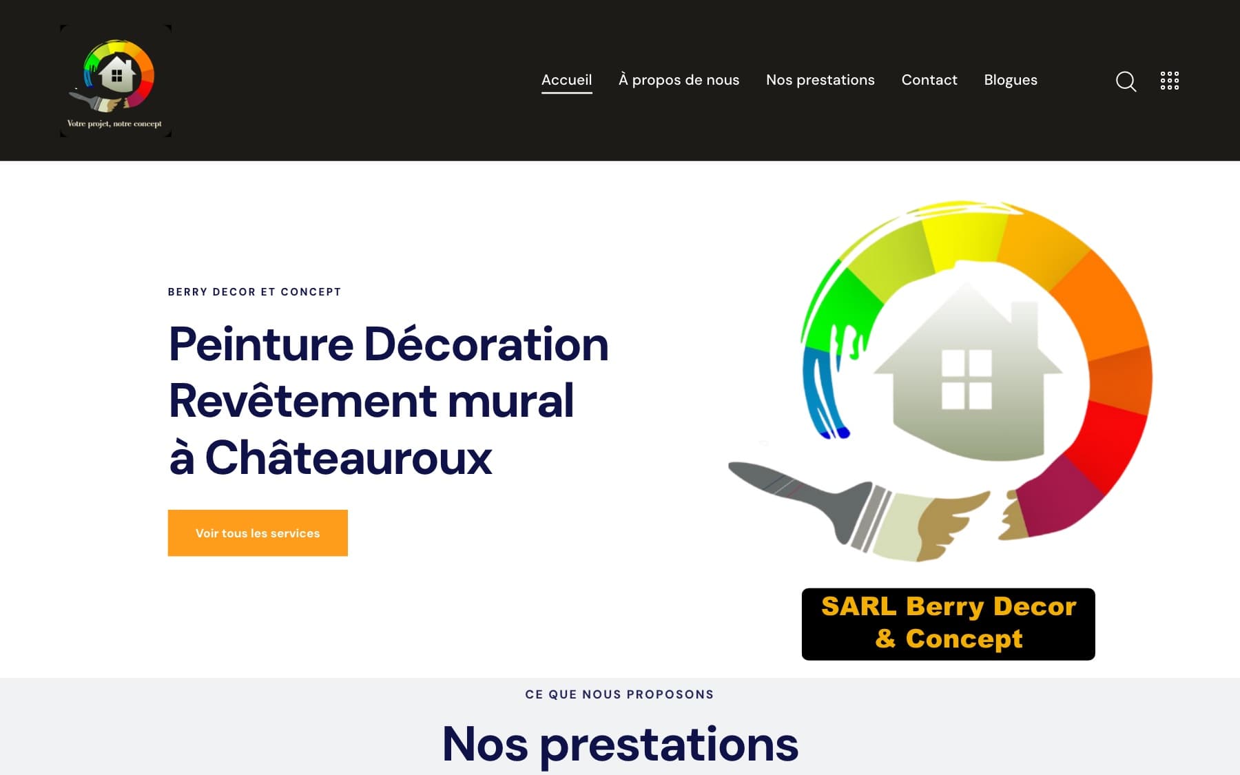 The Berry Decor et Concept homepage for painting, decoration and wall coverings in Châteauroux